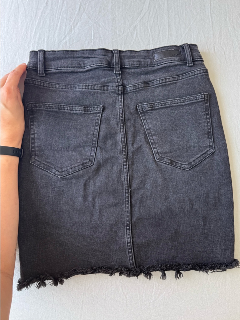 High-Waisted Black Denim Skirt